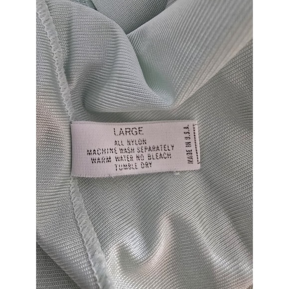 VTG Mint‎ Green Shadowline Robe Housecoat Rosebud Lace Button Up Nylon Large - Picture 7 of 7